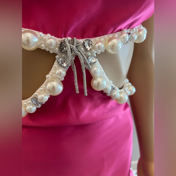 PatBO Hand-Beaded Pink Satin Minidress. Size 2 NWT - Picture 13 of 16